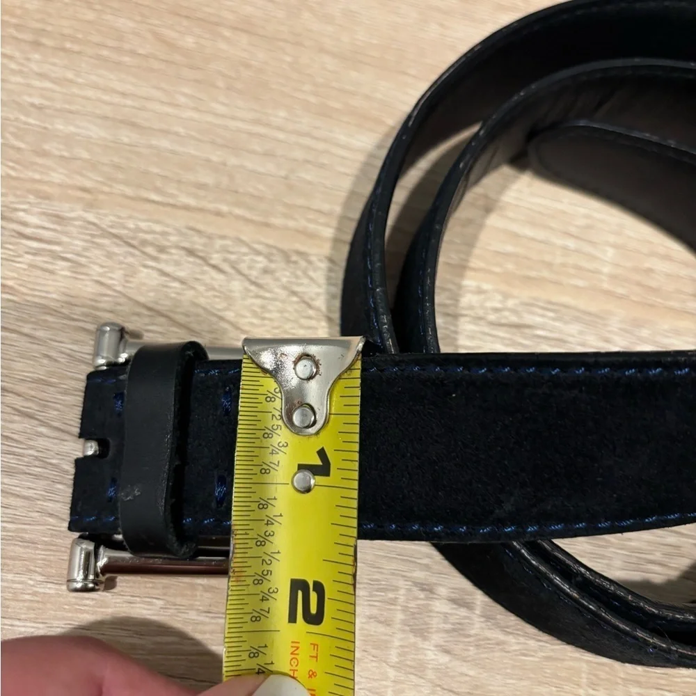 Ermenegildo Zegna Suede, Black Leather Belt with Silver Buckle (260)